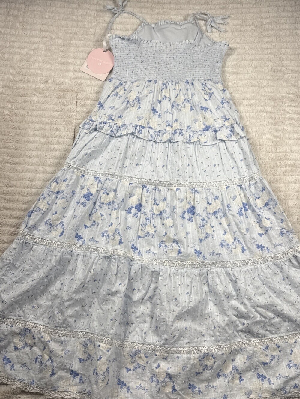 LoveShackFancy x Target Annabelle Blue Floral Halter Dress Size 12 KLW5YL - Picture 9 of 11